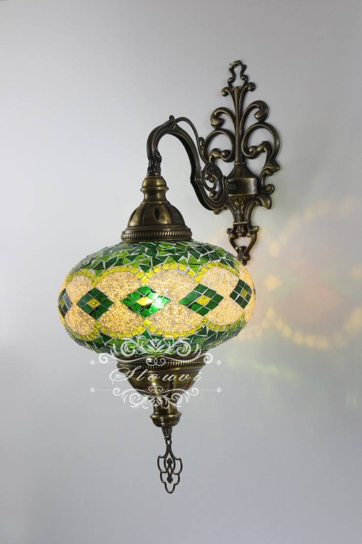 Turkish Mosaic Wall Sconce, With Extra Large Globes - TurkishLights.NET