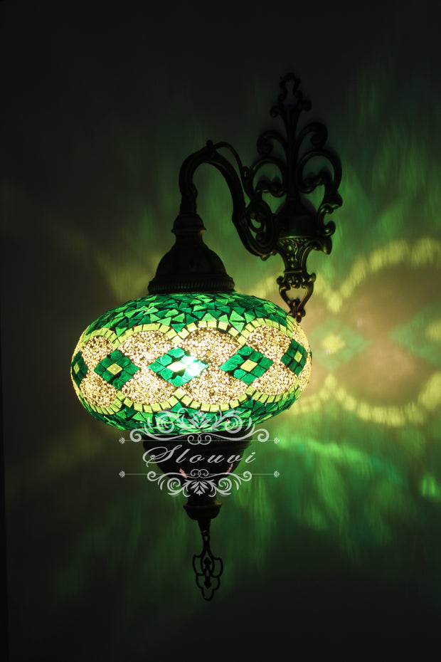 Turkish Mosaic Wall Sconce, With Extra Large Globes - TurkishLights.NET