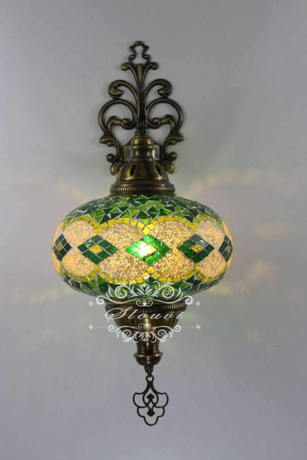 Turkish Mosaic Wall Sconce, With Extra Large Globes - TurkishLights.NET