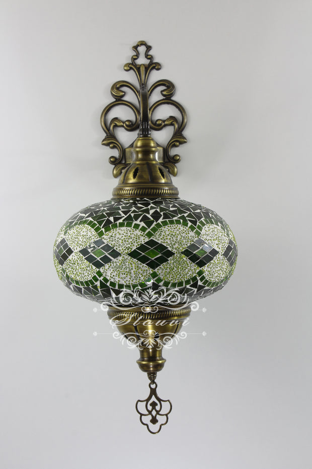 Turkish Mosaic Wall Sconce, With Extra Large Globes - TurkishLights.NET