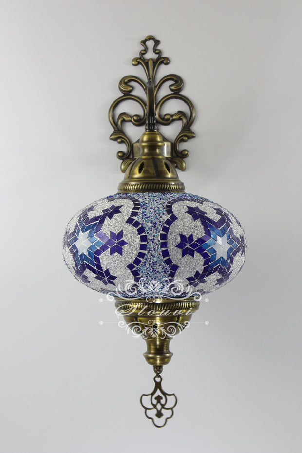 Turkish Mosaic Wall Sconce, With Extra Large Globes - TurkishLights.NET