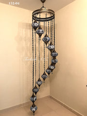 Turkish Mosaic Chandelier with 13 Large Globes (water drop model) , ID:152 - TurkishLights.NET