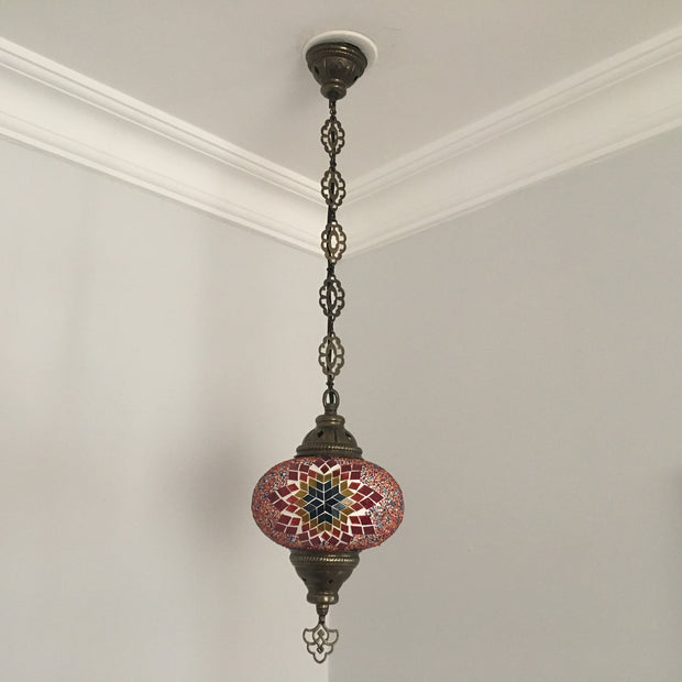 Turkish Handmade Mosaic  Hanging Lamp - Large Globe - TurkishLights.NET