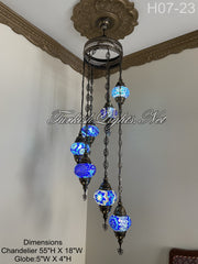 7 (M) BALL TURKISH WATER DROP MOSAIC CHANDELIER WİTH MEDIUM GLOBES H07-23