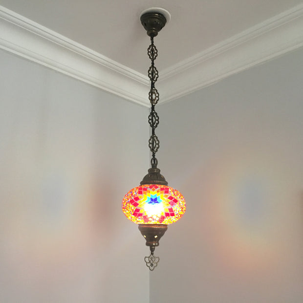 Turkish Handmade Mosaic  Hanging Lamp - Large Globe - TurkishLights.NET