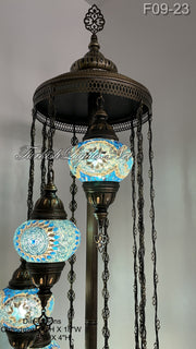 9 BALL TURKISH MOSAIC FLOOR LAMP WITH MEDIUM GLOBES F9-23