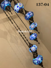 Turkish Mosaic Chandelier with 7 Large- BALL (Swag cable option),ID: 137 - TurkishLights.NET