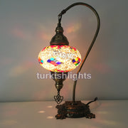 SWAN NECK MOSAIC TABLE LAMP, LARGE GLOBE - TurkishLights.NET