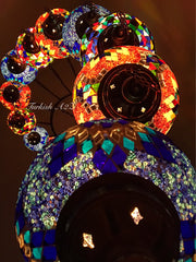 Turkish Mosaic Chandelier with 13 Large Globes (water drop model) , ID:152 - TurkishLights.NET