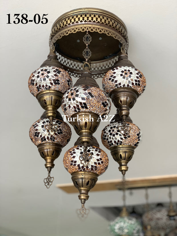 7 - BALL SULTAN  CHANDELIER (Medium globe) , Short Chandelier Flush Against the ceiling - TurkishLights.NET