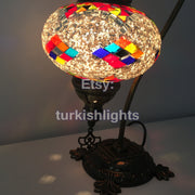 SWAN NECK MOSAIC TABLE LAMP, LARGE GLOBE - TurkishLights.NET