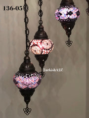 Turkish Mosaic Chandelier with 7 Medium - BALL(Swag Cable Option),ID: 136 - TurkishLights.NET