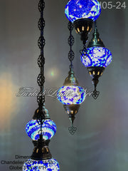 5 (M) BALL TURKISH WATER DROP MOSAIC CHANDELIER WİTH MEDIUM GLOBES H05-24