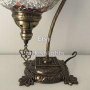 SWAN NECK MOSAIC TABLE LAMP, LARGE GLOBE - TurkishLights.NET