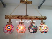 Wooden Kitchen Island Pendant With 4 Globes, ID:200 - TurkishLights.NET