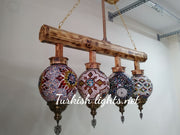 Wooden Kitchen Island Pendant With 4 Globes, ID:200 - TurkishLights.NET