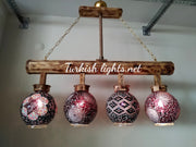 Wooden Kitchen Island Pendant With 4 Globes, ID:200 - TurkishLights.NET