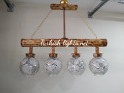 Wooden Kitchen Island Pendant With 4 Globes, ID:200 - TurkishLights.NET