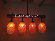 Wooden Kitchen Island Pendant With 4 Globes, ID:201 - TurkishLights.NET