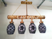 Wooden Kitchen Island Pendant With 4 Globes, ID:201 - TurkishLights.NET