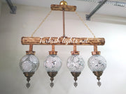 Wooden Kitchen Island Pendant With 4 Globes, ID:200 - TurkishLights.NET