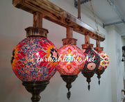 Wooden Kitchen Island Pendant With 4 Globes, ID:200 - TurkishLights.NET