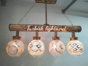 Wooden Kitchen Island Pendant With 4 Globes, ID:200 - TurkishLights.NET