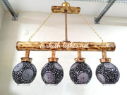 Wooden Kitchen Island Pendant With 4 Globes, ID:200 - TurkishLights.NET