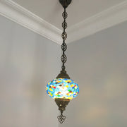 Turkish Handmade Mosaic  Hanging Lamp - Large Globe, Special Edition - TurkishLights.NET