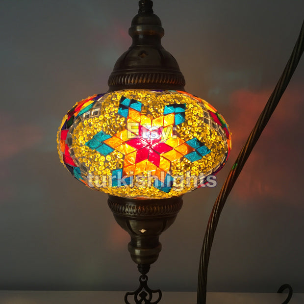 SWAN NECK MOSAIC TABLE LAMP, LARGE GLOBE - TurkishLights.NET