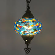 Turkish Handmade Mosaic  Hanging Lamp - Large Globe, Special Edition - TurkishLights.NET