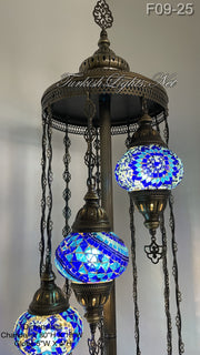 9 BALL TURKISH MOSAIC FLOOR LAMP WITH MEDIUM GLOBES F9-25