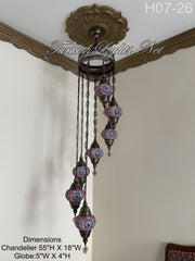 7 (M) BALL TURKISH WATER DROP MOSAIC CHANDELIER WİTH MEDIUM GLOBES H07-26