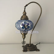 SWAN NECK MOSAIC TABLE LAMP, LARGE GLOBE - TurkishLights.NET