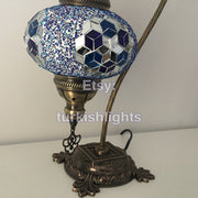 SWAN NECK MOSAIC TABLE LAMP, LARGE GLOBE - TurkishLights.NET