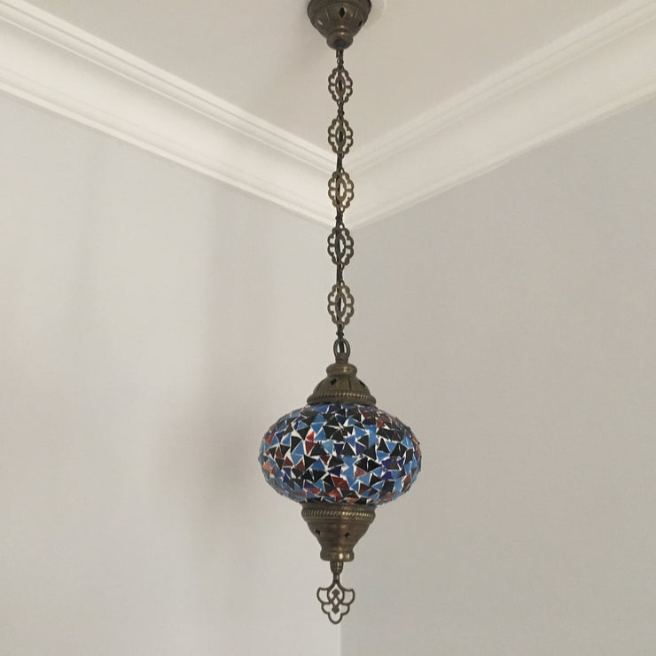Turkish Handmade Mosaic  Hanging Lamp - Large Globe - TurkishLights.NET