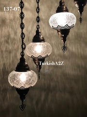 Turkish Mosaic Chandelier with 7 Large- BALL (Swag cable option),ID: 137 - TurkishLights.NET