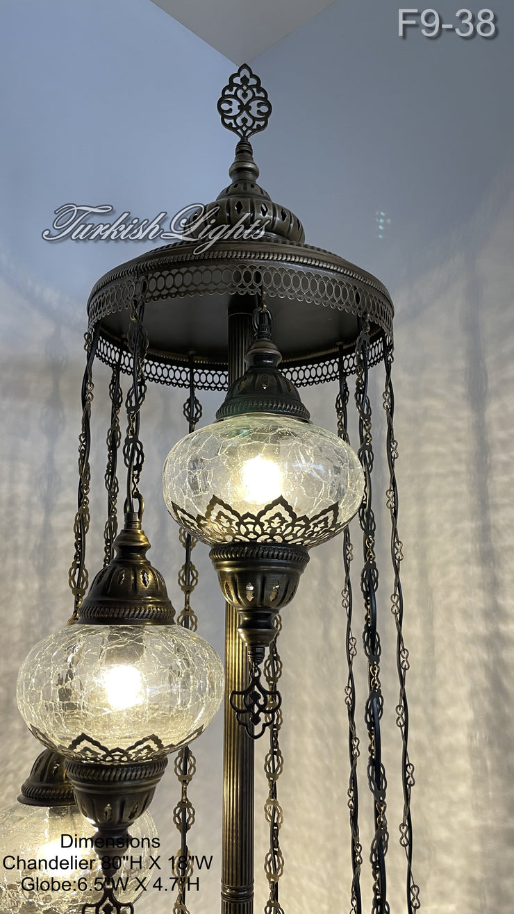 9 BALL TURKISH OTTOMAN FLOOR LAMP WITH LARGE GLOBES ID: F9-38