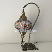 SWAN NECK MOSAIC TABLE LAMP, LARGE GLOBE - TurkishLights.NET