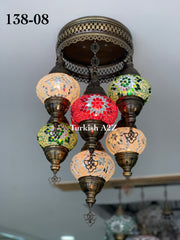 7 - BALL SULTAN  CHANDELIER (Medium globe) , Short Chandelier Flush Against the ceiling - TurkishLights.NET