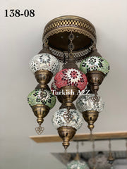 7 - BALL SULTAN  CHANDELIER (Medium globe) , Short Chandelier Flush Against the ceiling - TurkishLights.NET