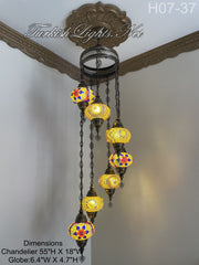 7 (L) BALL TUHRKISH WATER DROP MOSAIC CHANDELIER WİTH LARGE GLOBES H07-37