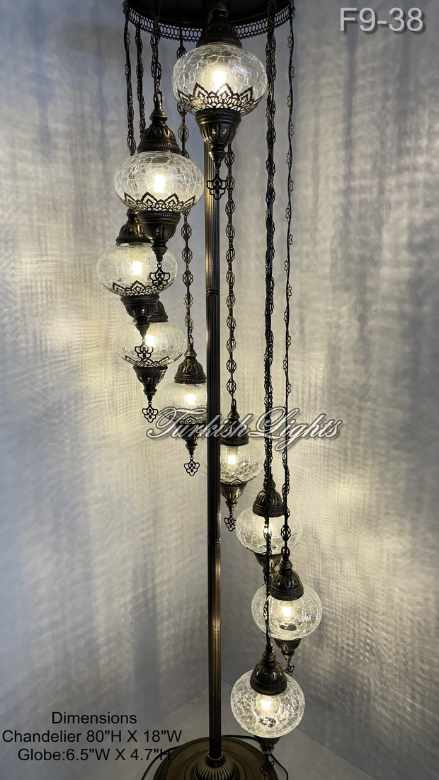 9 BALL TURKISH OTTOMAN FLOOR LAMP WITH LARGE GLOBES ID: F9-38