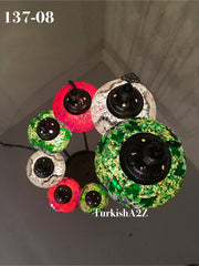 Turkish Mosaic Chandelier with 7 Large- BALL (Swag cable option),ID: 137 - TurkishLights.NET