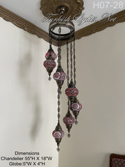 7 (M) BALL TURKISH WATER DROP MOSAIC CHANDELIER WİTH MEDIUM GLOBES H07-28