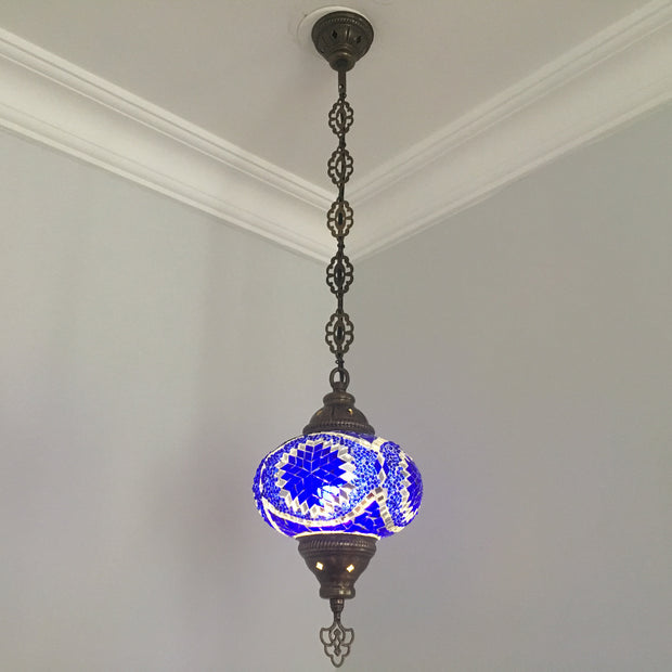 Turkish Handmade Mosaic  Hanging Lamp - Large Globe - TurkishLights.NET