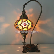 SWAN NECK MOSAIC TABLE LAMP, LARGE GLOBE - TurkishLights.NET