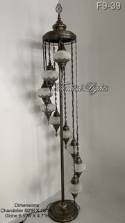 9 BALL TURKISH OTTOMAN FLOOR LAMP WITH LARGE GLOBES ID: F9-39