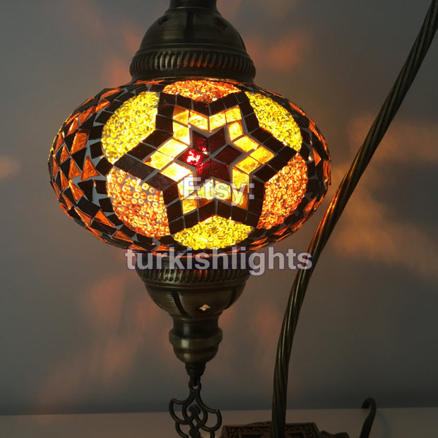 SWAN NECK MOSAIC TABLE LAMP, LARGE GLOBE - TurkishLights.NET