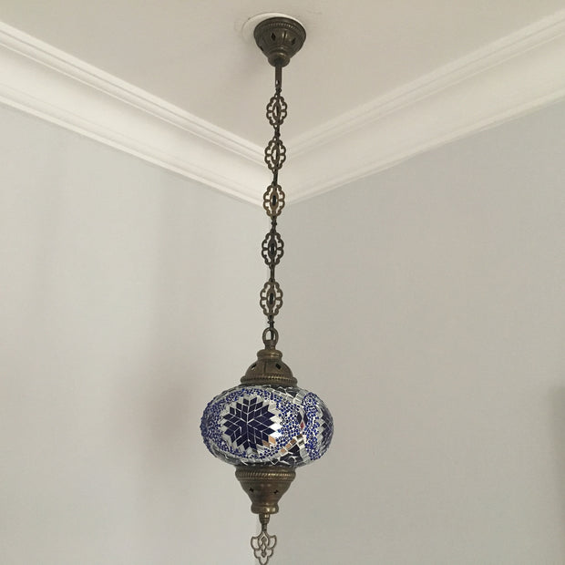 Turkish Handmade Mosaic  Hanging Lamp - Large Globe - TurkishLights.NET